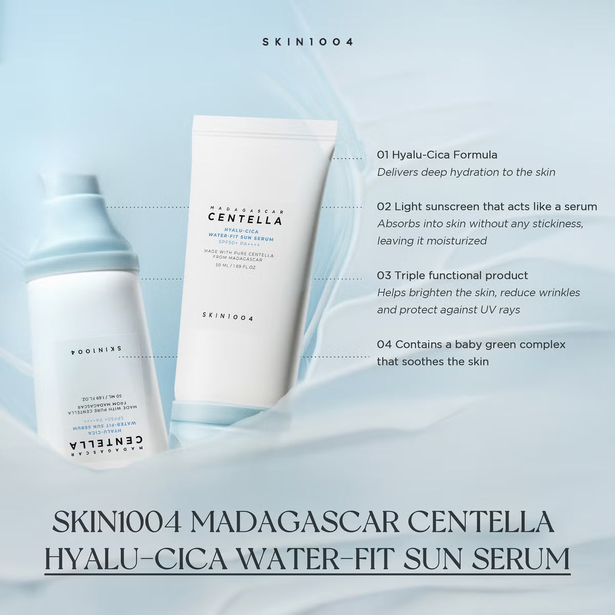 SKIN1004 - Madagascar Centella Hyalu-Cica Water-Fit Sun Serum | Zonnebrandcrème 50ml